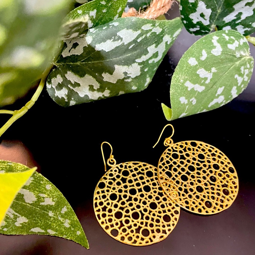 Gold statement disc earrings